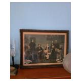 Framed print of the historical engraving "First Reading of the Emancipation Proclamation 