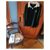 Vintage chair with cane seat, collared shirt xl