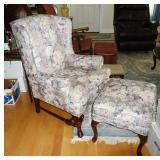 wing back chair, ottoman