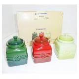 Lecruset jars in box 