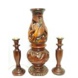 carved wood lamp, sticks