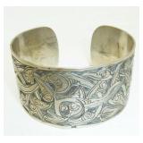 signed WIDE silver cuff