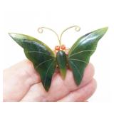 Jade butterfly pin