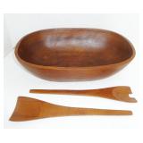 MCM salad bowl, tongs