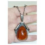 Large Amber neckl 925