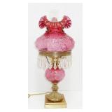 Fenton cabbage rose lamp