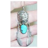 NA Turq pend neck signed