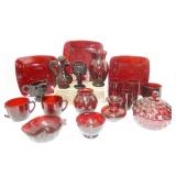 depression glass, ruby lot