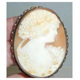 LARGE antique cameo pin