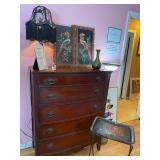 Banded mahogany high chest of drawers