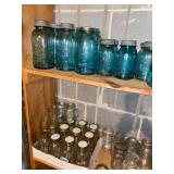 blue BALL mason canning jars