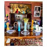 Oversized blown art glass vases