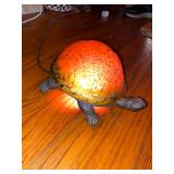 Orange glass turtle lamp
