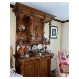 Belgian "Vitrine" w/ heavy relief carvings