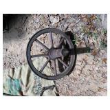 Wheelbarrow front wooden wheel