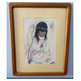 Ted Degrazia Christmas Angel framed signed art