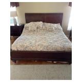 King Size Leather Headboard, Footboard and Rails.  Split King Adjustable Base and Mattresses (sold s