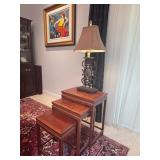 The nesting tables have been sold, the lamp is available.