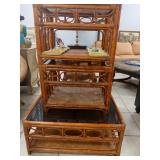 Rattan Coffee Table/2 End Tables