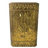 Repousse Brass Over Wood Umbrella / Cane Stand
