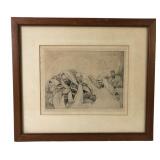 Yom Kippur Etching, Saul Raskin (Russian/American, 1878-1966)