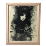 Female Portrait Limited Edition Lithograph, Yehuda Vardi (Israel, 1933-1990)