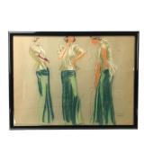 Fashion Design Pastel Drawing, Sascha Maurer (American, 1897-1961)