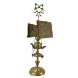 Antique Brass Lucerne Whale Oil Lamp With Russian Eagle Reflector Plates