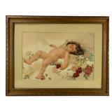 Love Among The Roses, 1894 Lithograph By Virgilio Tojetti 