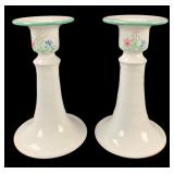 Glazed Terra Cotta Candlesticks, Made In Denmark