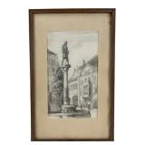 Vintage Freiburg, Germany Framed Lithographic Print