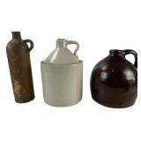 Antique Salt Glazed Stoneware Bottle & Jugs