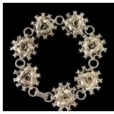 Vintage Beaucraft Sterling Silver Rose Link Bracelet 