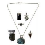 Collection Of Sterling Silver Pendants & Pendant Necklace