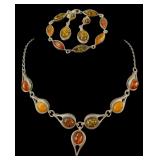 Sterling Silver Baltic Amber Jewelry Set