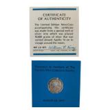 1971 The Franklin Mint Silver Apollo 14 Limited Edition Mini Coin With COA