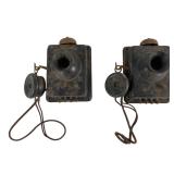 Antique 1909 C.E. Bilton Crown Wall Telephones (Set Of 2)