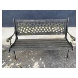Outdoor Cast Iron Wood Slat Garden Bench