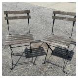 Folding Wood Slat Outdoor Bistro Chairs (Set Of 2) 