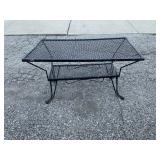 Mid-Century Black Mesh Wrought Iron Outdoor Patio Coffee Table