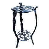 Cast Iron Tiered Plant Stand With Rose Pattern