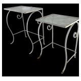 Mid-Century Wrought Iron Glass Top Nesting Garden Tables