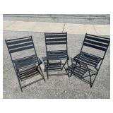 Black Folding Metal Outdoor Chairs (Set Of 3)