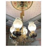 Antique Victorian Oil Chandelier Converted & Restored