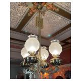 Antique Victorian Oil Chandelier Converted & Restored