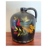 Antique Folk Art Painted Stoneware Jug