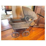 Antique Wicker Doll Carriage