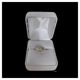 Lot 91  10k White Gold Diamond Engagement Ring 