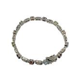 Lot 152 925 Multi Color Gemstone Link Accent Bracelet 