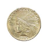 Lot 1 1910 D Indian Head $10 Gold Coin Weight 16.72 grams   Estimated Melt Value: $1278.17 